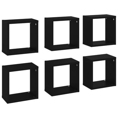 vidaXL Nástěnné police kostky 6 ks černé 26 x 15 x 26 cm