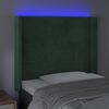 vidaXL Čelo postele s LED tmavě zelen&eacute; 93 x 16 x 118/128 cm samet