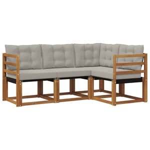 vidaXL Venkovn&iacute; pohovkov&aacute; souprava 4 pcs Př&iacute;rodn&iacute; a světle &scaron;ed&aacute;
