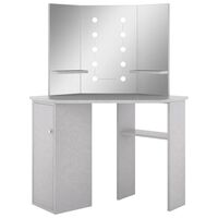 vidaXL Rohový toaletní stolek s LED betonově šedý 111 x 54 x 141,5 cm
