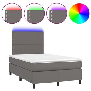 vidaXL Box spring postel s matrac&iacute; a LED &scaron;ed&aacute; 120x200 cm uměl&aacute; kůže