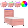 vidaXL Box spring postel s matrac&iacute; a LED růžov&aacute; 80 x 200 cm samet