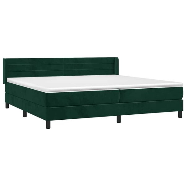 vidaXL Box spring postel s matrac&iacute; tmavě zelen&aacute; 200x200 cm samet