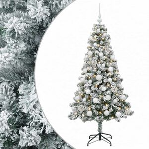vidaXL Uměl&yacute; v&aacute;nočn&iacute; stromek s baňkami 120 cm 150 LED Tepl&aacute; b&iacute;l&aacute;