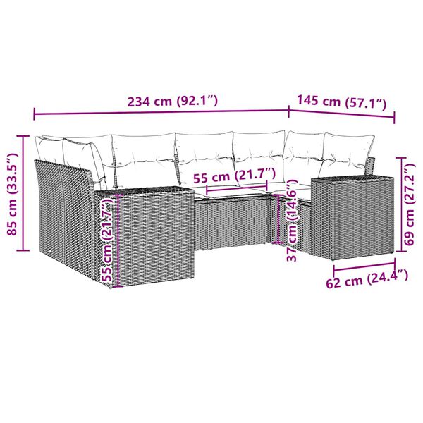 vidaXL 6d&iacute;ln&aacute; zahradn&iacute; sedac&iacute; souprava s podu&scaron;kami čern&aacute; polyratan