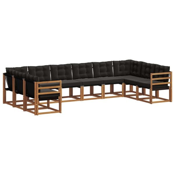 vidaXL Venkovn&iacute; pohovkov&aacute; souprava 10 pcs Přirozen&aacute; a čern&aacute;