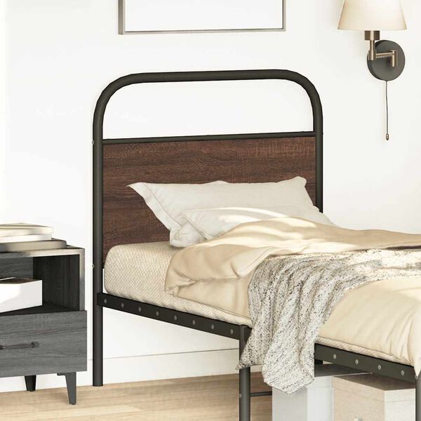 vidaXL N&aacute;hradn&iacute; čelo postele hněd&yacute; dub 75 cm ocel a kompozitn&iacute; dřevo