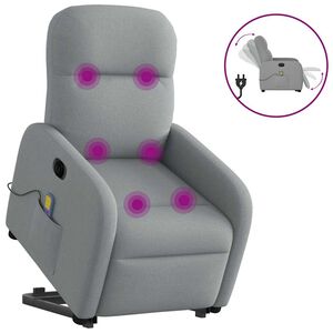 vidaXL Elektrick&eacute; zvedac&iacute; mas&aacute;žn&iacute; polohovac&iacute; křeslo světle &scaron;ed&eacute; textil