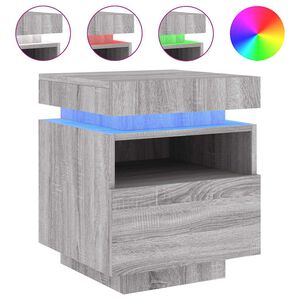 vidaXL Nočn&iacute; stolek s LED osvětlen&iacute;m &scaron;ed&yacute; sonoma 40 x 39 x 48,5 cm