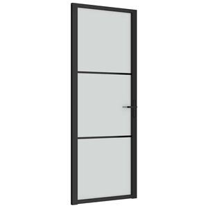 vidaXL Interi&eacute;rov&eacute; dveře 76 x 201,5 cm čern&eacute; matn&eacute; sklo a hlin&iacute;k