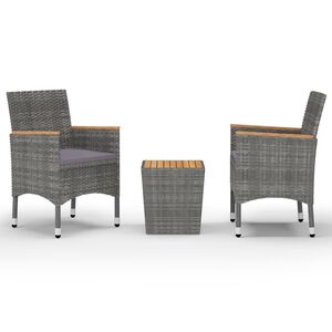 vidaXL 3d&iacute;ln&yacute; bistro set polyratan a ak&aacute;ciov&eacute; dřevo &scaron;ed&yacute;