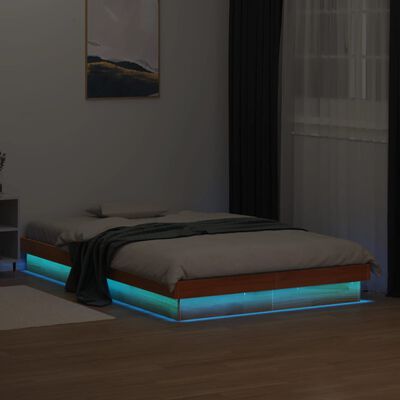 vidaXL Rám postele s LED voskově hnědý 120 x 190 cm masivní borovice