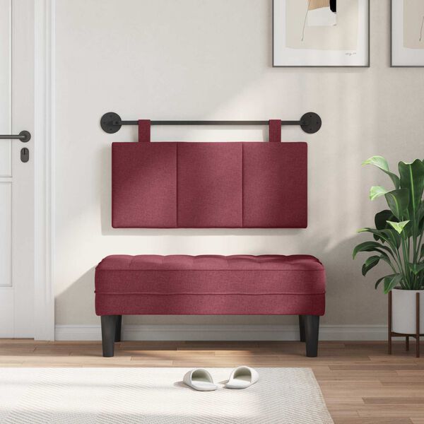 vidaXL Z&aacute;věsn&aacute; čeln&iacute; deska N&aacute;stěnn&yacute; V&iacute;no Červen&eacute; 90 x 55 x 5 cm textil