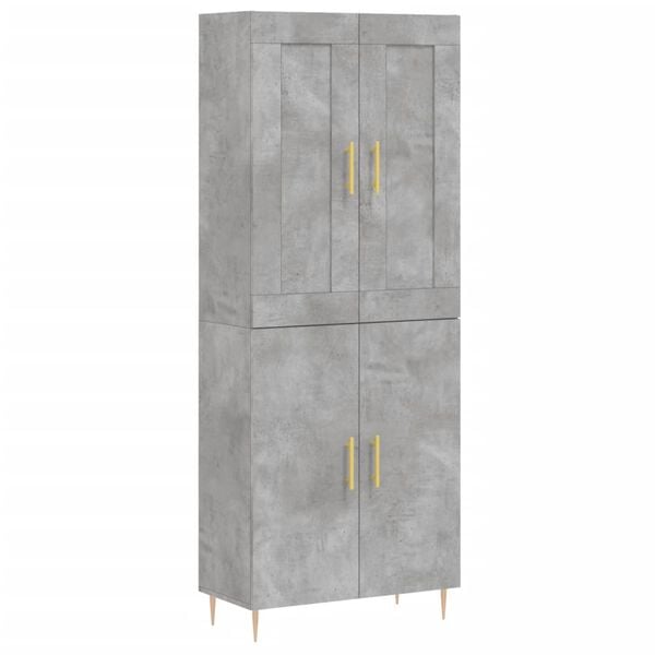 vidaXL Skř&iacute;ň highboard betonově &scaron;ed&aacute; 69,5x34x180 cm kompozitn&iacute; dřevo