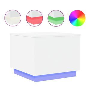 vidaXL Konferenčn&iacute; stolek s LED osvětlen&iacute;m b&iacute;l&yacute; 50 x 50 x 40 cm