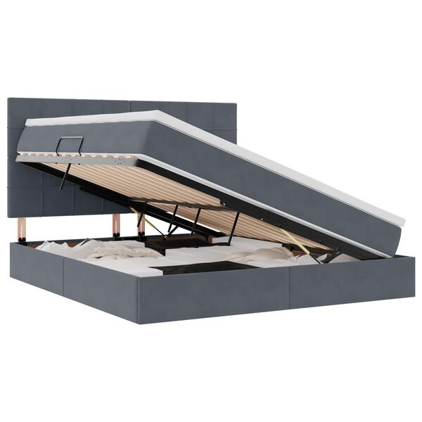 vidaXL Postel s &uacute;ložn&yacute;m prostorem a LED osvětlen&iacute;m 180 x 200 cm samet