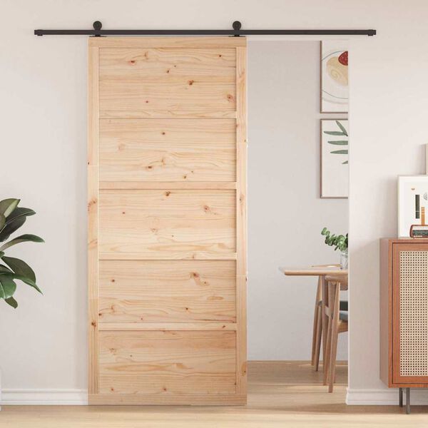 vidaXL Barn Door Přírodní 90 x 208 cm Masivní borové dřevo