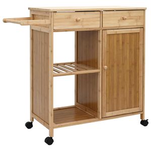 vidaXL Kuchyňsk&yacute; voz&iacute;k s koly Př&iacute;rodn&iacute; 90,5 x 36 x 86,5 cm Bambus