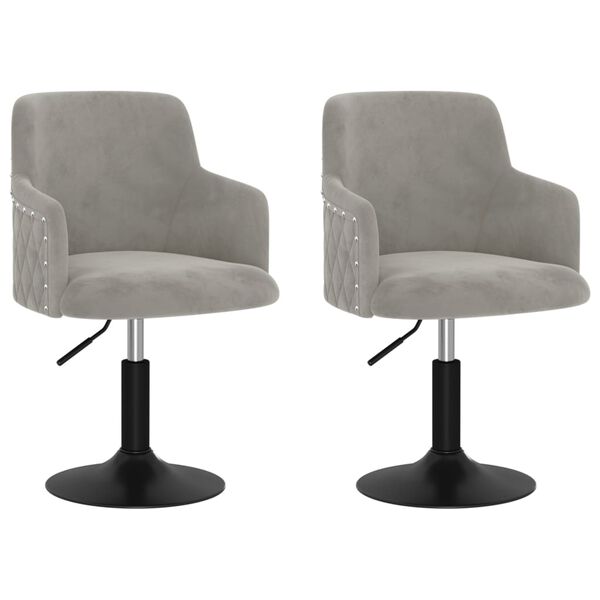 vidaXL Otočn&eacute; j&iacute;deln&iacute; židle 2 ks světle &scaron;ed&eacute; samet