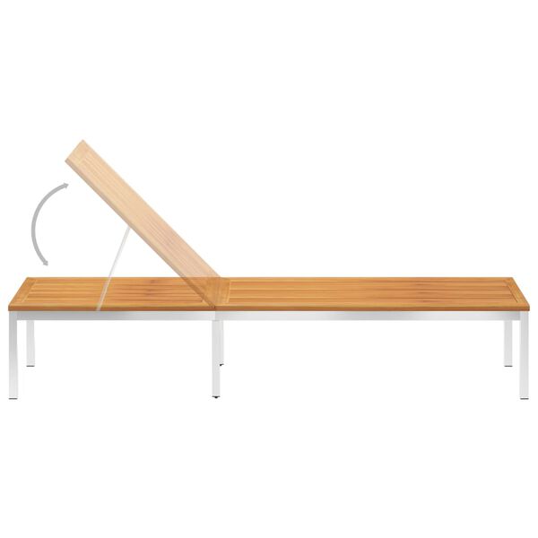 vidaXL Zahradn&iacute; leh&aacute;tko s podu&scaron;kou masivn&iacute; ak&aacute;cie a nerezov&aacute; ocel