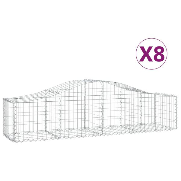 vidaXL Klenuté gabionové koše 8 ks 200x50x40/60 cm pozinkované železo