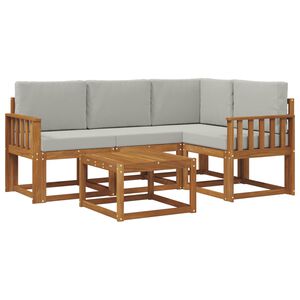 vidaXL Venkovn&iacute; pohovkov&aacute; souprava 5 pcs Př&iacute;rodn&iacute; a světle &scaron;ed&aacute;