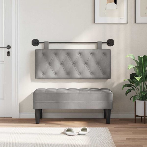 vidaXL Z&aacute;věsn&aacute; čeln&iacute; deska N&aacute;stěnn&yacute; Světle &scaron;ed&aacute; 110 x 55 x 7 cm samet