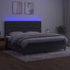 vidaXL Box spring postel s matrac&iacute; a LED tmavě &scaron;ed&aacute; 200x200 cm samet