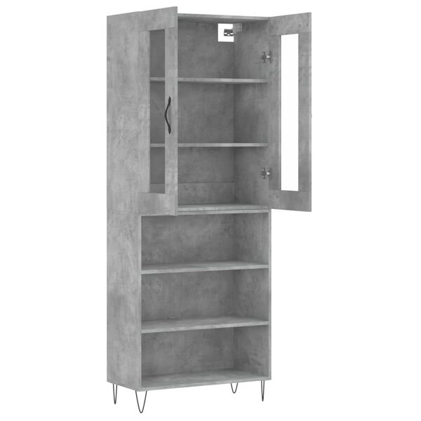 vidaXL Skř&iacute;ň highboard betonově &scaron;ed&aacute; 69,5x34x180 cm kompozitn&iacute; dřevo