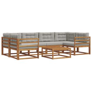 vidaXL Venkovn&iacute; pohovkov&aacute; souprava 7 pcs Př&iacute;rodn&iacute; a světle &scaron;ed&aacute;