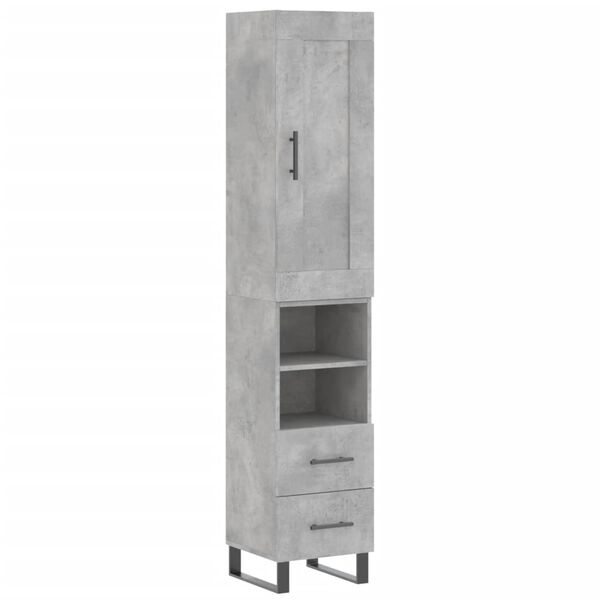 vidaXL Skř&iacute;ň highboard betonově &scaron;ed&aacute; 34,5x34x180 cm kompozitn&iacute; dřevo