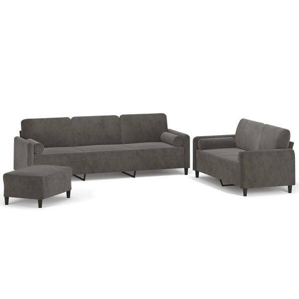 vidaXL 3d&iacute;ln&aacute; sedac&iacute; souprava s pol&scaron;t&aacute;ři a podu&scaron;kami tmavě &scaron;ed&aacute; samet