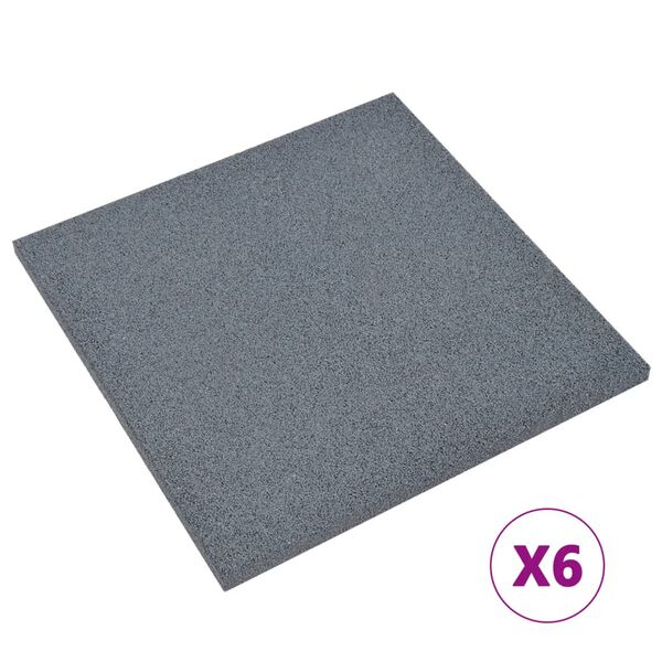 vidaXL Protipádové dlaždice 6 ks pryžové 50 x 50 x 3 cm šedé