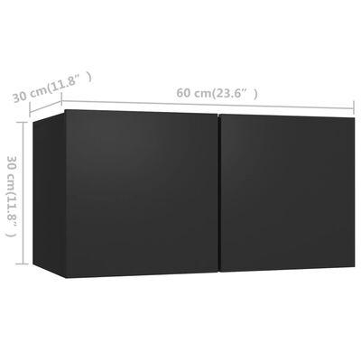 vidaXL 3dílný set TV skříněk černý dřevotříska