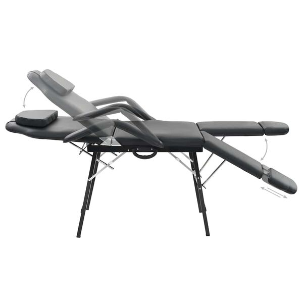 vidaXL Přenosn&eacute; kosmetick&eacute; křeslo z uměl&eacute; kůže 185 x 78 x 76 cm čern&eacute;