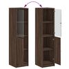 vidaXL Highboard se skleněn&yacute;mi dv&iacute;řky hněd&yacute; dub 35 x 37 x 142 cm