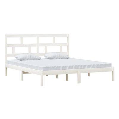 vidaXL Rám postele bílý 180 x 200 cm Super King masivní dřevo