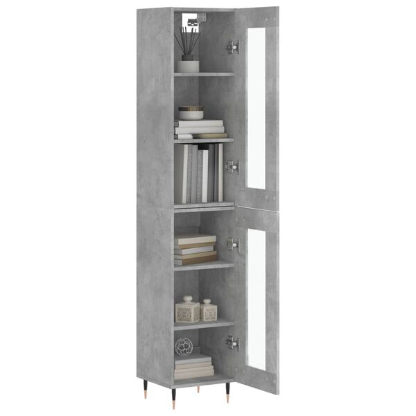 vidaXL Skř&iacute;ň highboard betonově &scaron;ed&aacute; 34,5x34x180 cm kompozitn&iacute; dřevo