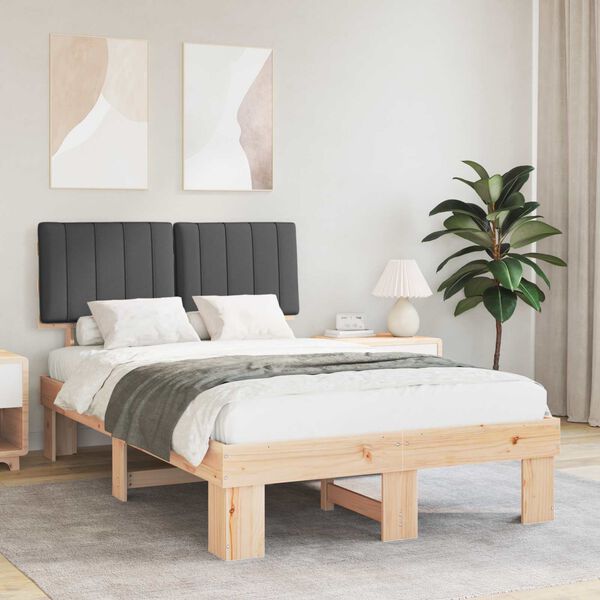 vidaXL R&aacute;m postele s čalouněn&yacute;m čelem s čelo Tmavě &scaron;ed&aacute; 120 x 190 cm