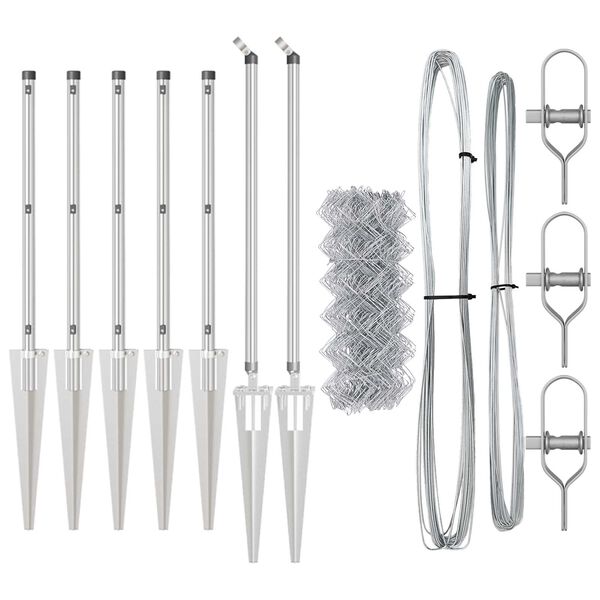 vidaXL Plotový sloupek. Stříbrná 10 x 0,8 m (mesh 40 x 40 mm) Ocel