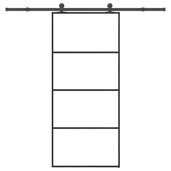 vidaXL Posuvn&eacute; dveře s kov&aacute;n&iacute;m 90x205 cm ESG sklo a hlin&iacute;k