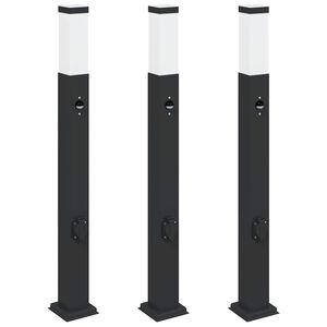 vidaXL Sloupkov&aacute; světla se senzorem a z&aacute;suvkou 3 ks 80 cm čern&aacute; IP44
