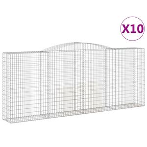 vidaXL Klenut&eacute; gabionov&eacute; ko&scaron;e 10ks 400x50x160/180cm pozinkovan&eacute; železo