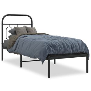 vidaXL Kovov&yacute; r&aacute;m postele s čelem čern&yacute; 75 x 190 cm