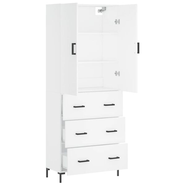 vidaXL Skř&iacute;ň highboard b&iacute;l&aacute; 69,5 x 34 x 180 cm kompozitn&iacute; dřevo