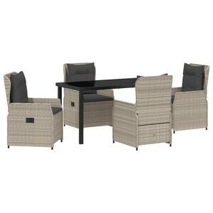 vidaXL Zahradn&iacute; j&iacute;deln&iacute; souprava 5 pcs Světle &scaron;ed&aacute; polyratan