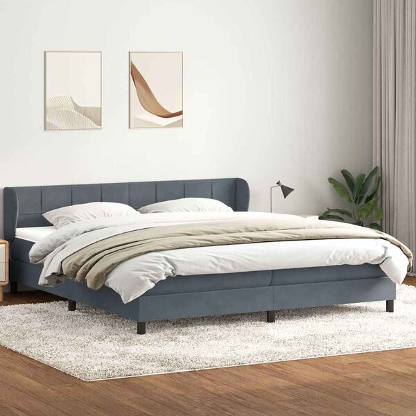 vidaXL Postel Box Spring s matracemi tmavě &scaron;ed&aacute; 180x210 cm samet