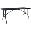 vidaXL Skl&aacute;dac&iacute; zahradn&iacute; stůl čern&yacute; 180x75x72 cm HDPE imatace ratan