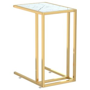 vidaXL Stolek na notebook b&iacute;l&yacute; mramor 50 x 35 x 65 cm tvrzen&eacute; sklo