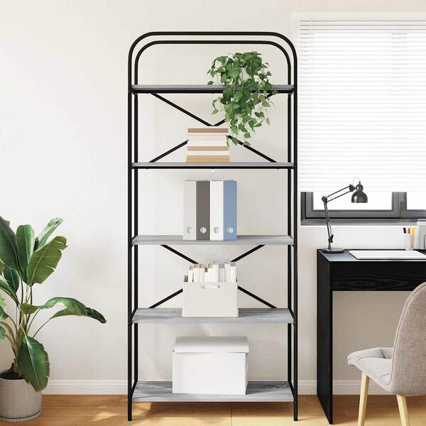 vidaXL Knihovna &Scaron;ed&aacute; Sonoma 80 x 30 x 183 cm Kompozitn&iacute; dřevo